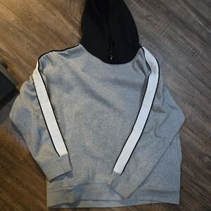 Nike Gray and Black Hoodie with White Stripes